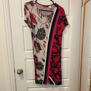 Desigual Asymmetrical Dress - Red, Black, Cream